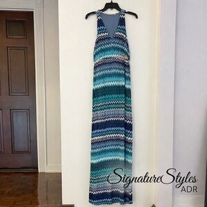 The Addison Story Chevron Maxi Dress – Blue & Green, Size Small